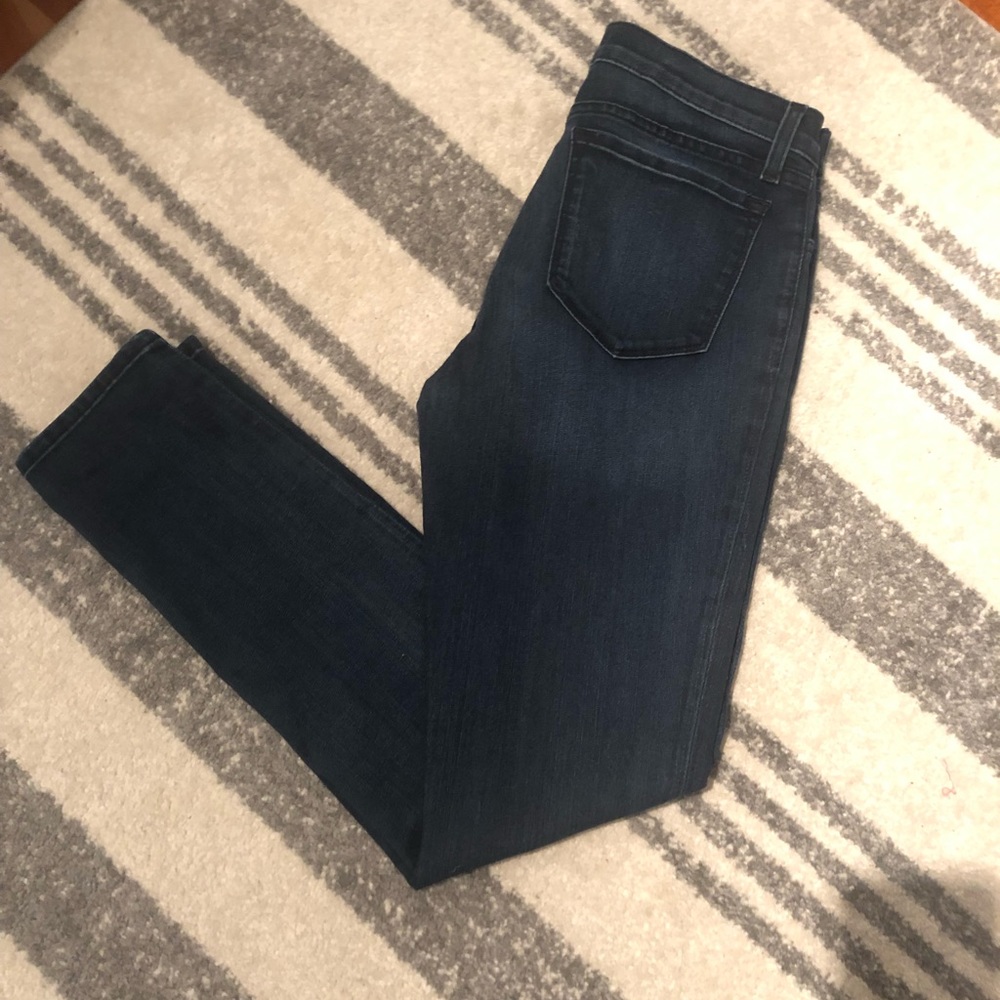 Dark wash, slim fit, J Brand skinny jeans
